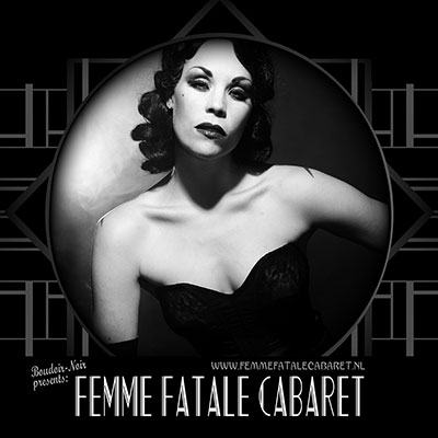 Irresistible women, mysterious and seductive vamps, determined rebels, contemporary amazones...
Xarah von den Vielenregen (Boudoir Noir) presents the Femme Fatale Cabaret:
get attracted by an aura of charm and mystery, timeless style and beauty.
Get your little black dress out of the closet and celebrate with us sensual & powerful seduction!
Femme Fatale has always been an archetypal character of literature, art and film.
The original meaning of a “femme fatale” is at least as old as humanity itself.
The symbol of a seductive, immoral female figure first appeared in the primal story of Adam and Eve.
The femme fatale motive runs like a golden thread in various literary works
(Loreley by Heinrich Heine or Oscar Wilde’s Salome) to the conscious,
vital personification in a number of film works:
This myth already appeared in the silent film era from the 1920s.
Actresses like Theda Bara, Gloria Swanson and Marlene Dietrich served as cinematic mothers
who broke with the conventional stereotypes of one-dimensional, needy women with dependence on the man,
b y showing more depth and sophistication.
The peak of the personification of a strong woman was reached in the film noir era from the 1940s
in which the term “femme fatale” was officially recognized as the epitome of
a manipulative, cold-blooded and sexual self-determining attitude.
Probably at no other time in Hollywood have more profound women’s roles ever been created. 

